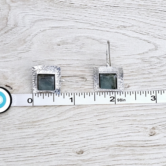 Rare Silpada Sterling Silver Labradorite Square Earrings W0882 - Picture 15 of 16